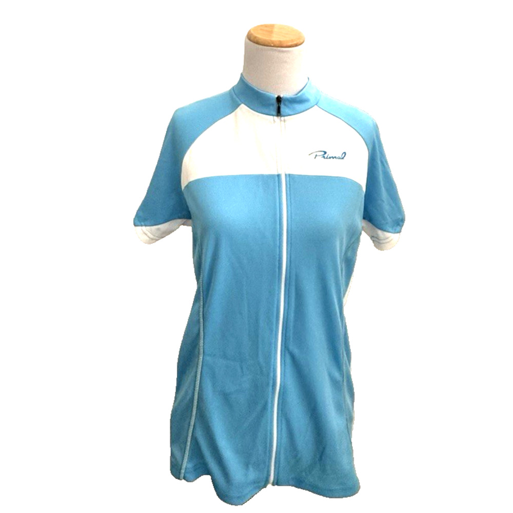 Primal Performance Cycling Jersey Women's M-L Zip Blue White Colorblock Pockets